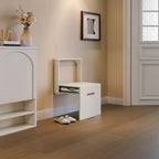Miuuod 17.55“W Wall Mounted Folding Chair Solid Step Stools,Shoe Changing Stool,Door Shoe Footstool,Folding Hang Balcony Living Stool,Space Saving Hidden Wall Stools,Entryway Seat,Tea White