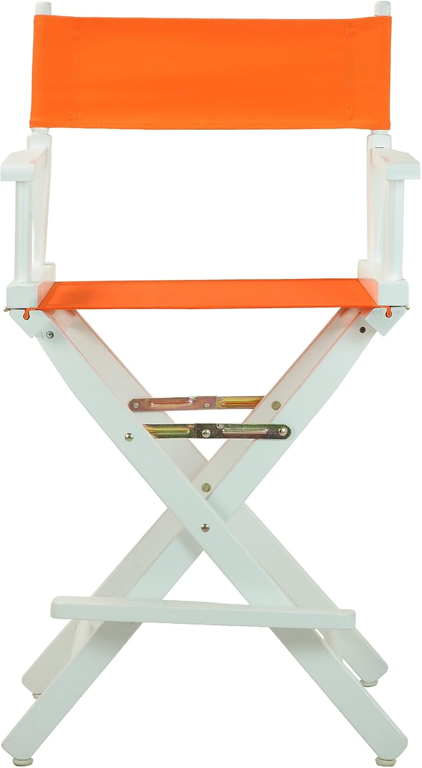 Casual Home 24" Director's Chair White Frame with Tangerine Canvas, Counter Height