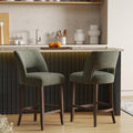 VKNOW Bar Stools Set of 2, 26" Fabric Counter Height Bar Stools, Green | Modern Upholstered Counter Stools with Rubberwood Legs for Kitchen Island Dining Room Bar
