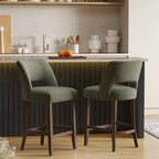 VKNOW Bar Stools Set of 2, 26" Fabric Counter Height Bar Stools, Green | Modern Upholstered Counter Stools with Rubberwood Legs for Kitchen Island Dining Room Bar