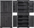 Anwick 71" Tall Kitchen Cabinet Pantry Storage, Modern Kitchen Hutch Cabinet with 2 Large Drawers, Freestanding Cupboard Cabinets with 2 Adjustable Shelves & 6 Door Shelves (Black-4Doors)