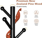 Coat Rack, Coat Racks Freestanding with 8 Hooks 3 Adjustable Heights for Clothes, Hats, Handbags, Coat Tree Easy Assembly for Entryway, Bedroom, Hallway, Office(Black)