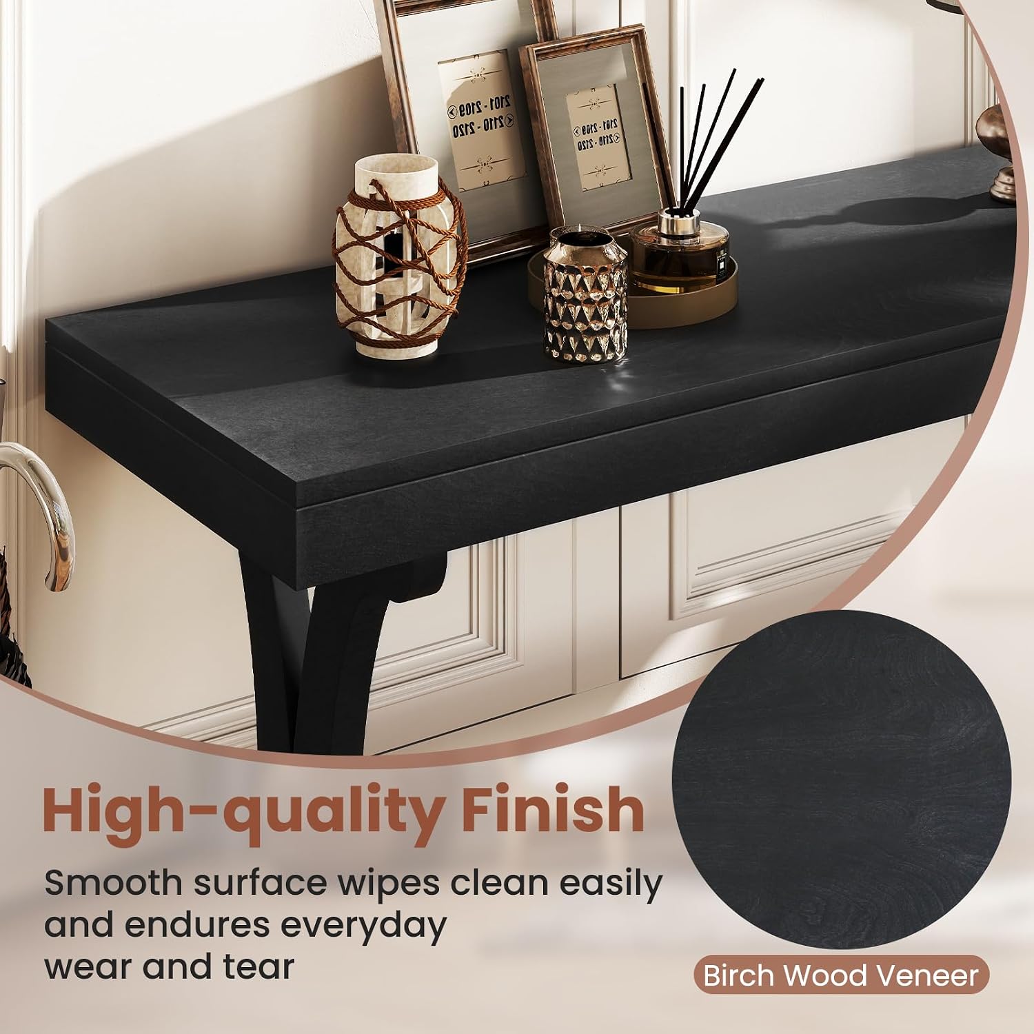 Giantex 52" Narrow Console Table, Vintage Accent Entryway Table with Open Storage Shelf, Long Wooden Behind Couch Sofa Table with Anti-tip Kit for Small Spaces Living Room Hallway (Black)