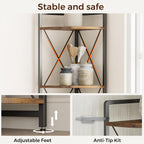 6 Tier Corner Shelf Stand, 78" H Tall Industrial Corner Bookshelf for Living Room Decor, Metal Corner Shelf, Plant Stand Display Shelf for Bedroom, Bathroom, Small Space, Rustic Brown