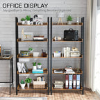ASTARTH 5-Tier Ladder Shelf, 67" Tall Open Wooden Bookshelf with Metal Frame for Living Room, Rustic Brown