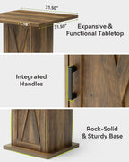 LITTLE TREE Bar Table with Storage Cabinet, 39.4" H Square High Top Pub Table, Wood Bistro Cocktail Table, Farmhouse Design with 3-Tier Cabinet for Pub, Bistro, Bar, Coffee, Dining Rustic Brown