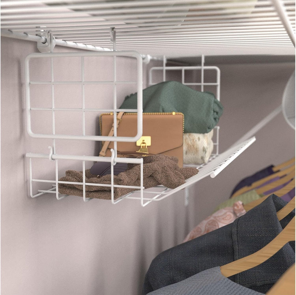 ClosetMaid Hideaway Hanging Wire Shelf for Closets, Pantries, Laundry Rooms, 6.89" H x 15.45" W x 7.78" D, White, 6-Pack