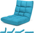 MAT EXPERT 14-Position Floor Chair, Floor Gaming Chair w/Resilience Sponge, Alloy Steel Frame, Padded Bed Couch Recliner, Floor Chair with Back Support for Reading, Meditating (Peacock Blue)