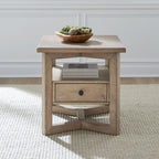Liberty Furniture Proximity Place Living Room Rectangular End Table Transitional with Storage Drawer - Barley Buff Birch Wood