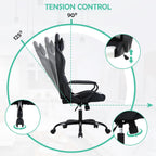 Gaming Chair, Video Game Chair, Cheap Computer Gaming Chair PU Leather High Back PC Gaming Chair Ergonomic Racing Swivel Office Desk Chair with Headrest and Lumbar Support for Adults Kids White