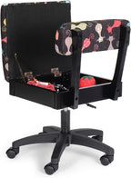 Arrow Sewing HCAT Adjustable Height Hydraulic Sewing and Craft Chair with Under Seat Storage and Printed Fabric, Black Cat Fabric