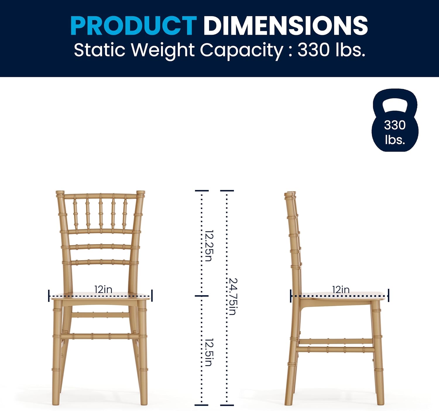 Flash Furniture Hercules Series Children's Resin Event Chair, Commercial/Residential All Occasion Chair, 330 lb. Static Weight Capacity, Gold