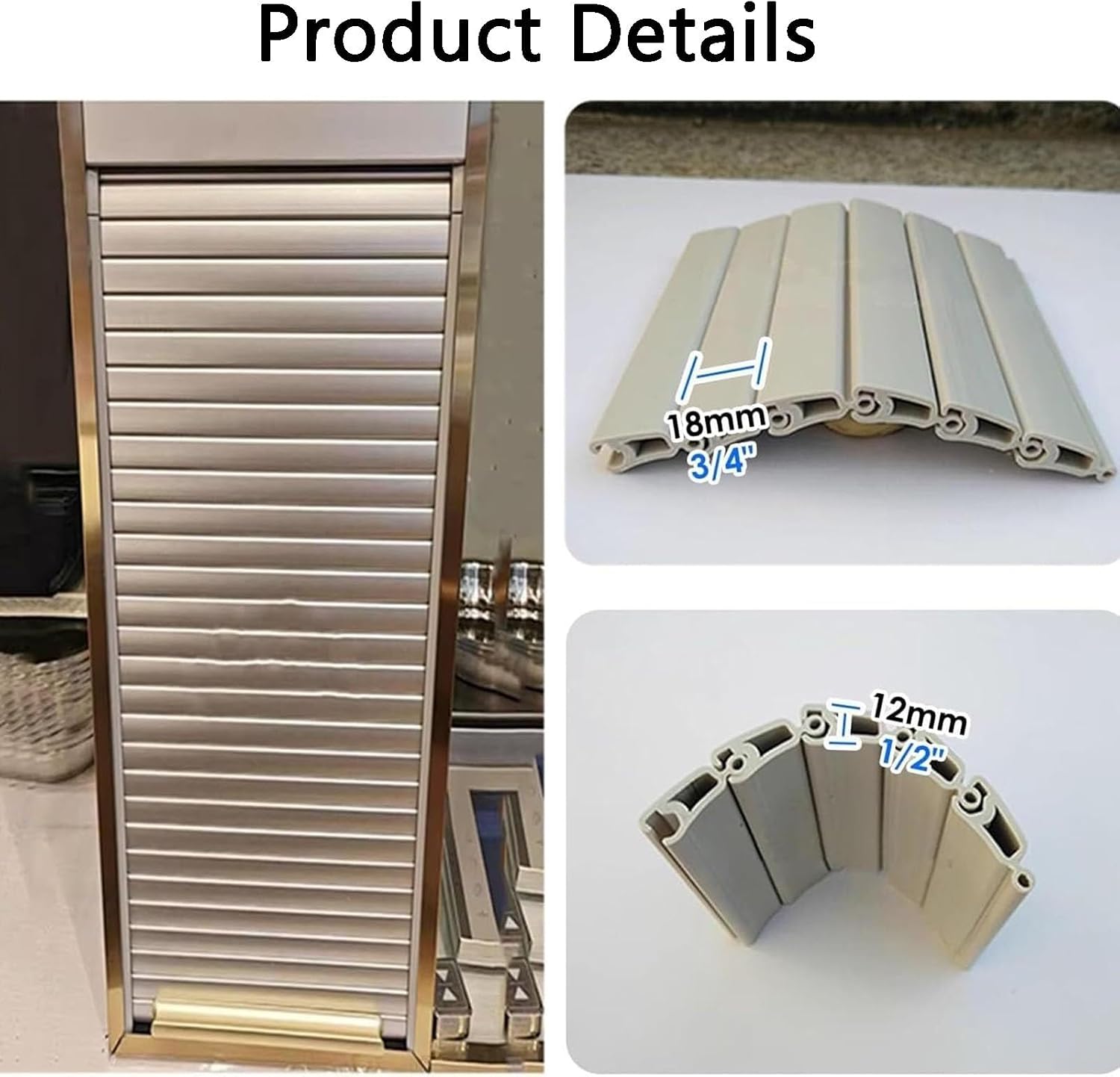 Cabinet Roll Up Tambour Door Kit Durable ABS Plastic Sliding Doors for Rv Motorhome Office Hotel Closet(60x50 cm)