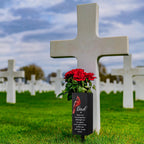 Hushee Memorial Grave Decorations Cemetery Cardinal Flower Vase Metal Gravesite Flower Holder with Spike Graves Metal Funeral for Loss of Loved One Cemetery Outdoors Yard Garden(Dad)