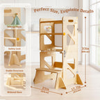 Toddler Kitchen Stool, 4 in 1 Foldable Toddler Tower with Anti-tip Structure, Montessori Learning Standing Tower for Kitchen Counter & Bathroom Sink, Kitchen Stool Helper for Kids 18M+