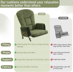 Boshen 5PCS Glider Rocker Replacement Cushions with Storage Side Pockets, Thickened 3.5IN Seat & Supportive Striped Plush Rocking Chair Cushion Set with Ottoman Cover for Indoor Nursery, Green