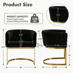 Hyfirm Black and Gold Barrel Dining Room Chairs Set of 4, Modern Velvet Upholstered Accent Chairs with Curved Back for Kitchen Island, Luxury Comfort Seating Cantilever Metal Frame