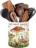 Mushroom Kitchen Decor, 6.5inch Ceramic Utensil Holder with Mushroom Design, Rustic-Style Indoor Kitchen Utensil Storage Rack, Ideal for Spoon Storage and Cooking Tools, Gift for Kitchen Organizers
