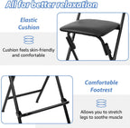 Folding Bar Stool with Backrest,25 Inch Leather Padded Counter Height Foldable Stool,Tall Folding Stool Chair for Gardening Kitchen Shop Cafe, Black (2 Pack)