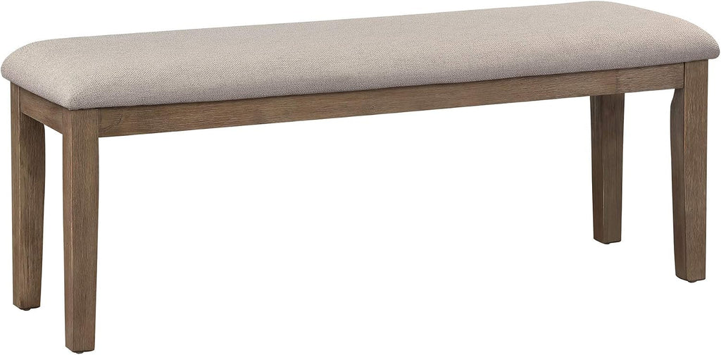 Homelegance Blair Upholstered Dining Bench, 48" W Entryway Bench, Sturdy Solid Wood Frame, Wire Brush Brown Finish, Comfortable Cushion Seat, Easy Assembly, Modern & Traditional, Gray/Brown