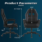 Gaming Chair PC Office Chair Ergonomic Gamer Chair PU Leather Executive Computer Chair with Lumbar Support High Back Adjustable Rolling Swivel Desk Chair for Adult Teen, Black
