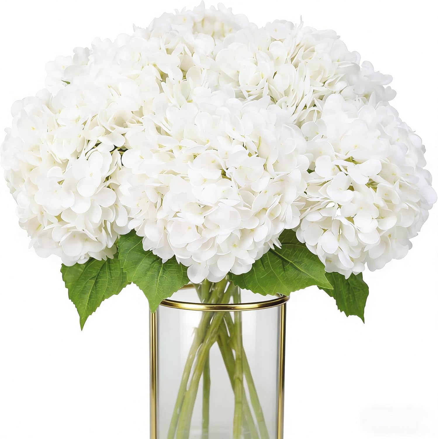 3 Pcs White Artificial Hydrangea Large Flowers 20" Real Touch Faux Hydrangea Flowers Latex Fake Flowers for Wedding Party Home Decor