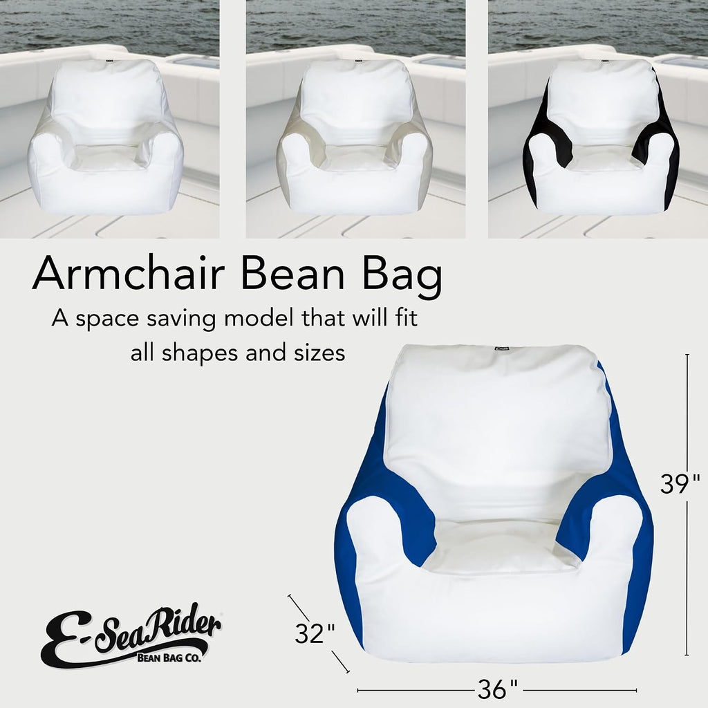 E-SeaRider Armchair Marine Beanbag, Medium, Multi (White/Grey)