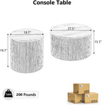 Nesting Coffee Table Set of 2, Modern Round Black Wood Coffee Table with Built-in Storage, Mid-Century Accent Side Table for Living Room, Kitchen, Small Apartment