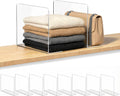 OKPOW Shelf Dividers for Closet Organization – Keep Sweaters & Purses Upright, Clear Acrylic Separators for Most Wood Shelves & Pantry, Damage-Free, Sturdy & Tall (10" x 12", 8 Pack)