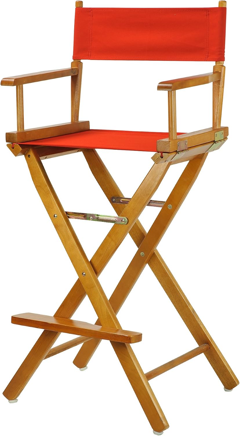 Casual Home 30" Director's Chair Honey Oak Frame-with Red Canvas, Bar Height