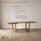 Nathan James Solace Mid Century Modern Extendable Dining Table, Solid Wood Dining Room Table with Leaf Extension, 8-Seater Dining Table Light Brown