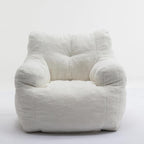 Hommoo Bean Bag Chair Large Bean Bag Chair for Adults with Armrest Comfy Bean Bag Sofa with Foam Filling Fluffy Lazy Chair Soft Teddy Fabric Tufted Bean Bag for Dorm Bedroom Gaming White