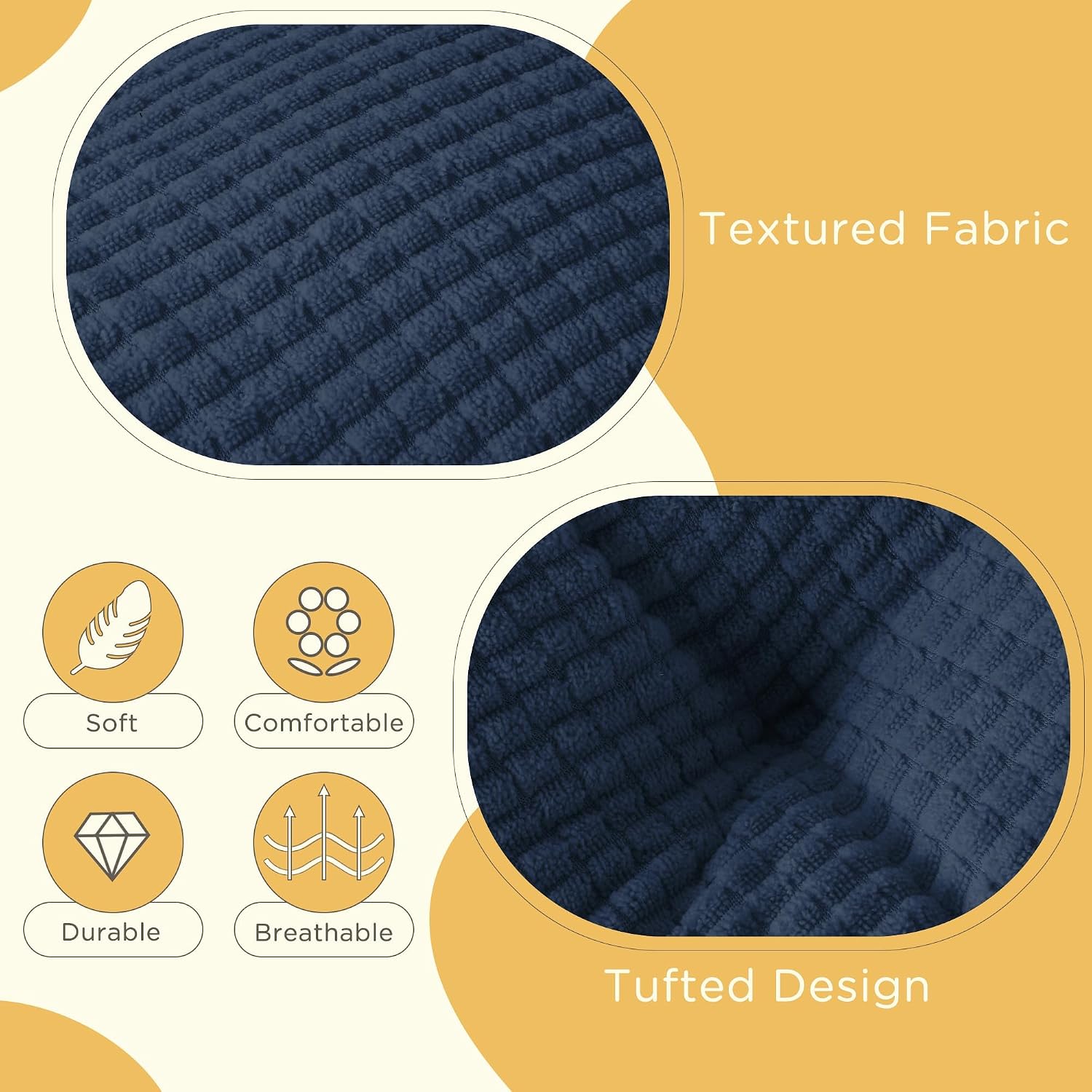 Kitchen Chair Cushions for Dining Chairs Set of 4, Tufted Kitchen Seat Cushions with Ties and Non-Slip Bottom 18"X16.5"X3" Dark Blue