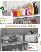 SURETIVIAN Rose Purse Dividers for Closet, 2 Pack Clear Clutch Purse Closet Organizers, Adjustable Handbag Storage Organizers, Plastic Bookshelf Separator Dividers for Bedroom Office