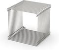Silver Square Side Table 13.8in Cube, Retro Metal End Table with 331lb Heavy-Duty Iron Frame | Open Storage Shelf Nightstand for Living Room Bedroom, Wall or Floor Mount