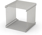 Silver Square Side Table 13.8in Cube, Retro Metal End Table with 331lb Heavy-Duty Iron Frame | Open Storage Shelf Nightstand for Living Room Bedroom, Wall or Floor Mount