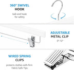 ZOBER Wooden Pants Hangers with Clips - 10 Pack Premium Wood Skirt Hangers for Women, Heavy Duty Wooden Hanger with Adjustable Metal Grip Clips for Jeans and Shorts, Smooth Finish White
