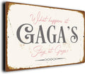 Gaga’s House Rules Sign – “What Happens Here Stays Here” – Vintage Wall Plaque – Durable Aluminium Composite – UV-Protected Fade-Resistant Print – Gift for Gaga
