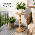 Round Side Table for Small Spaces, Modern Accent End Table with Solid Wood Legs, Versatile Drink Table for Living Room/Bedroom/Corners, Natural Wood