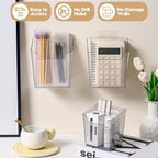 Clear Cabinet Door Organizer Bathroom, 4 Pack Hanging Makeup Storage Brush Holder, Adhesive Storage Bin Versatile Vertical Wall Mount Caddy for Pantry Office Kids' Room Small Items Organization
