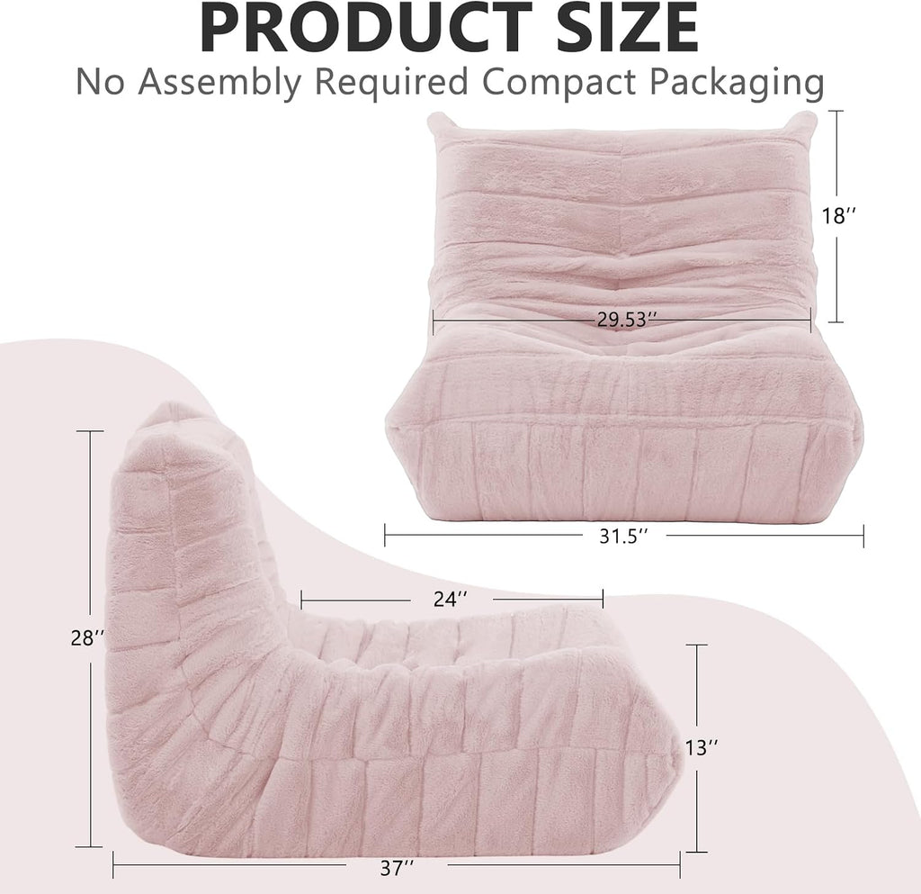 Bean Bag Chair for Adults, Giant Bean Bag Sofa Oversized Beanbag Chairs, Fireside Bean Bag Couch with High Density Sponge Filled Large Bean Bags Chair for Apartment Living Room Bedroom, Dusty Pink