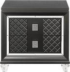 Metallic Gray Finish Nightstand, Modern Style 2-Drawer Night Stand,for Small Spaces