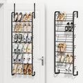 SWTYMIKI Over the Door Shoe Organizer - 6 Tier Hanging Shoe Rack for Door Storage - Heavy Duty Metal Behind Door or Wall Mount Shoes Shelf for Closet, Flats, Heels, Sneakers, Boots Black