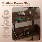 Giantex Side Table with Charging Station - Industrial 3-Tier Bedside Table w/Open Storage Shelves, Sofa End Tables Night Stands for Small Spaces Living Room Bedroom Home Office, Rustic Brown (1)