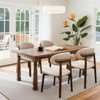 Farmhouse Dining Chairs Set of 4, Mid Century Modern Wooden Dining Room Chairs, Farmhouse Fabric Upholstered Kitchen Dinner Chairs for Living Room Restaurant Cafe, Walnut/Light Camel