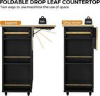IRONCK Kitchen Island with Storage, 47.2in Rolling Island on Wheels, Kitchen Cart with Drop Leaf, Drawer and Towel Rack for Home, Dining Room
