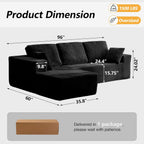 Modular Boneless L Shaped Sectional Couch, Cloud Style Sofa with Deep Seat Cushions, Sofa for Living Room and Apartment, Easy Assembly Couch in a Box (Black, 96" L Shape with Right Facing Chaise)