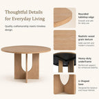 47” Round Dining Table for 4-6, U-Shaped Legs, Wood Modern Kitchen Table for Dining Room, Apartment, Living Room Furniture, Natural