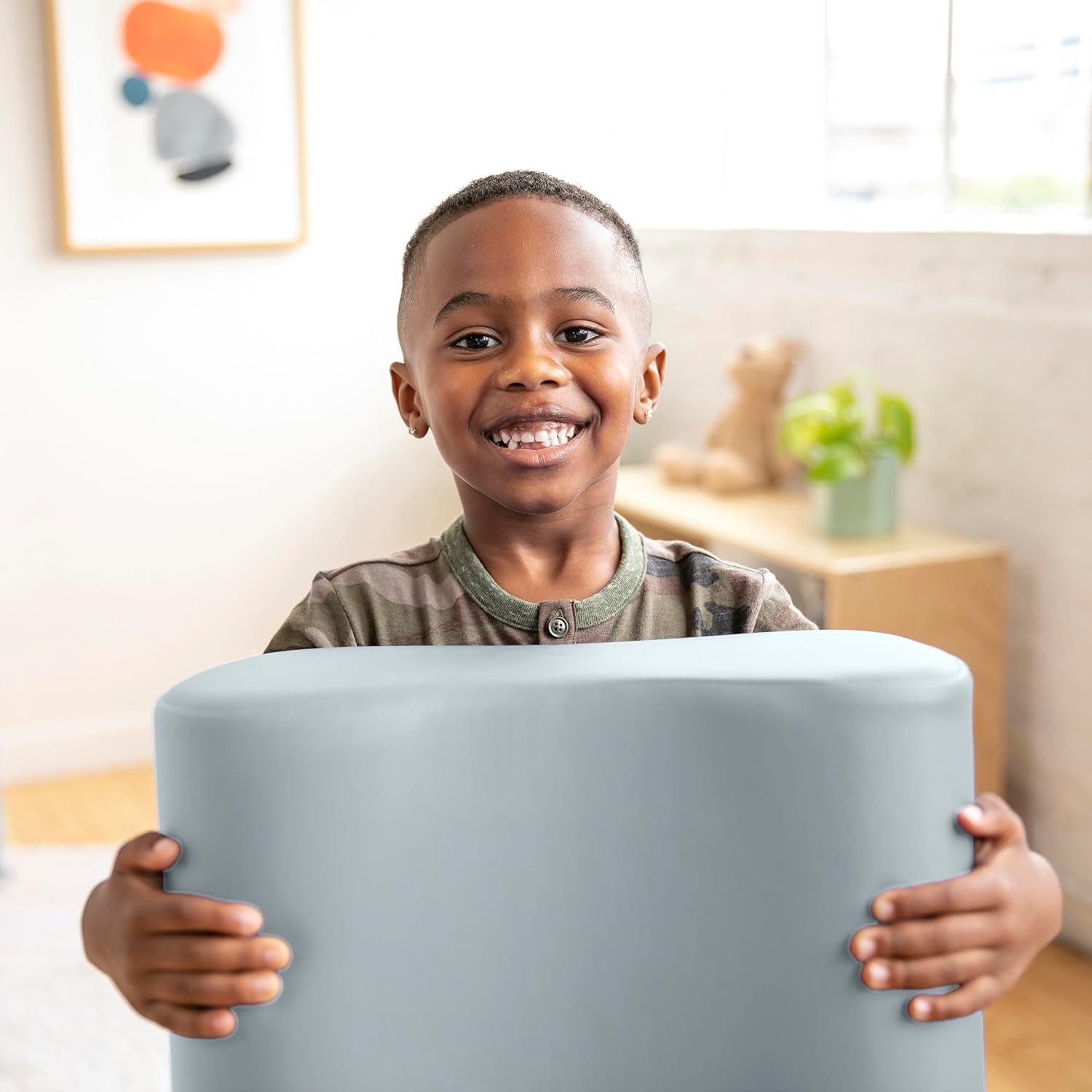 ECR4Kids SoftZone Toddler Modular Stool Seating Set, Classroom Furniture, Grey, 2-Pack
