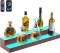 VEVOR LED Lighted Liquor Bottle Display, 2-Tier 30-Inch Whiskey Rack, Support USB, Illuminated Home Bar Shelf with RF Remote & App Control, 7 Static Colors, Acrylic+ Wood Lighted Shelf for 15 Bottles